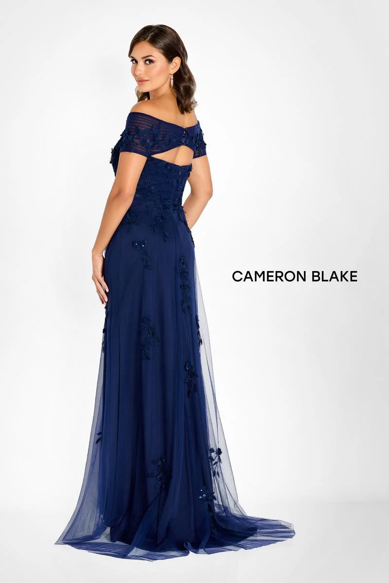 Cameron Blake Off Shoulder A-Line Evening Dress CB751 - Image 3