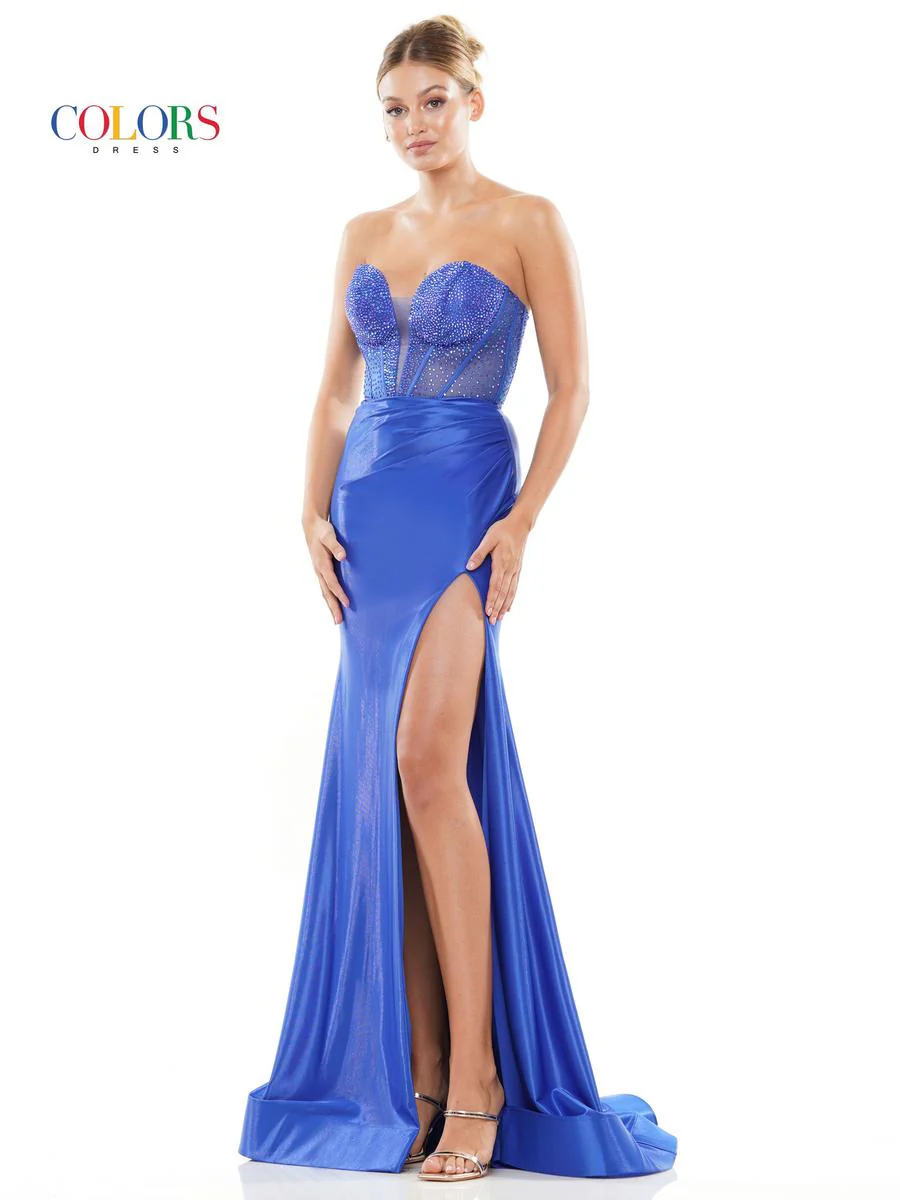 Colors Plunging Corset Prom Dress 3138 - Image 4