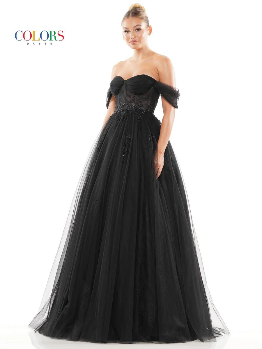 Colors Off Shoulder Corset Ball Gown Dress 3240 - Image 3
