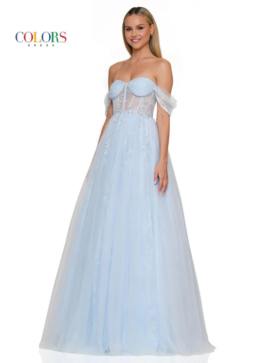Colors Off Shoulder Corset Ball Gown Dress 3240 - Image 4