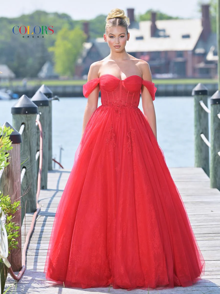Colors Off Shoulder Corset Ball Gown Dress 3240 - Image 5