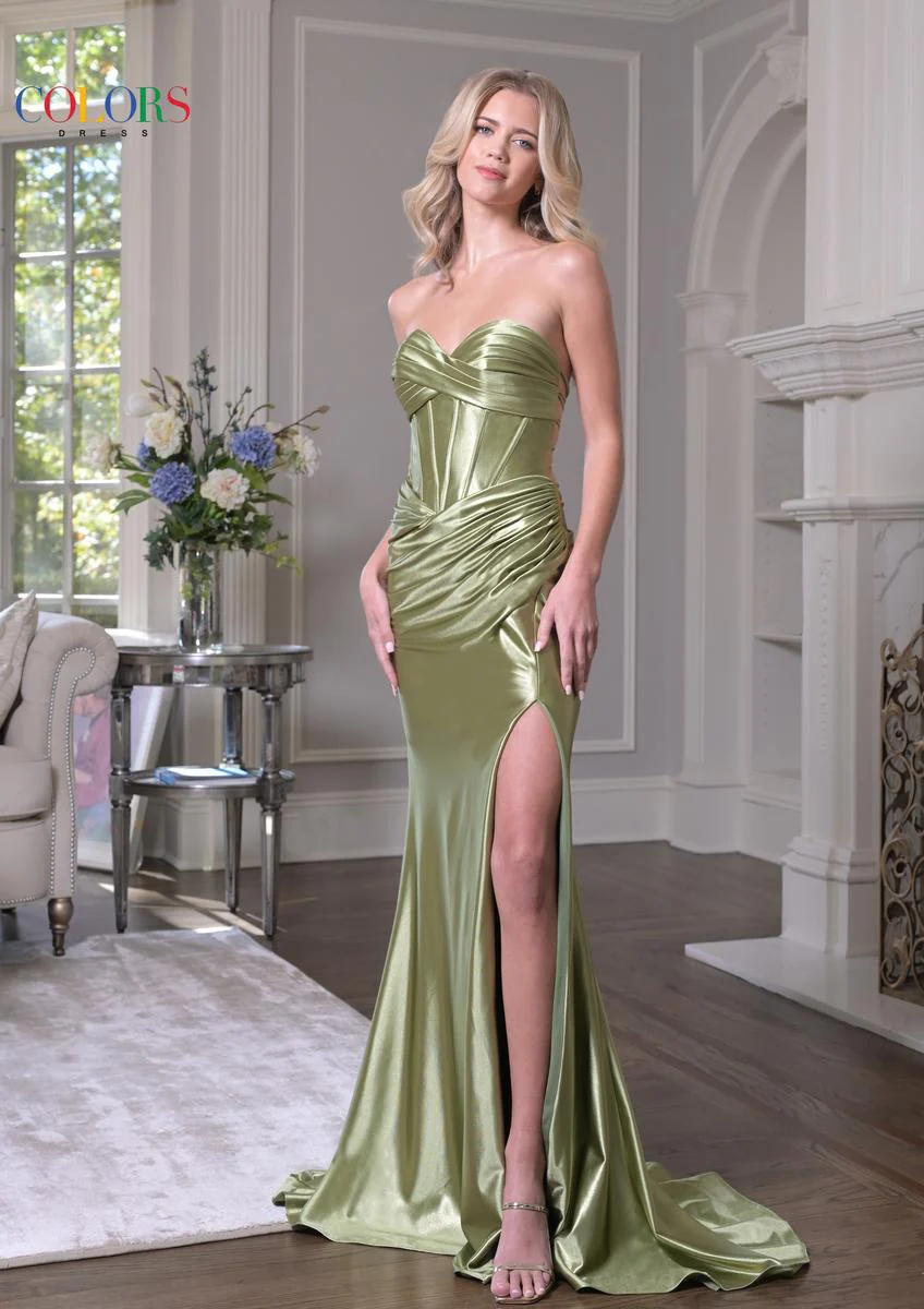 Colors Satin Corset Prom Dress 3604 - Image 8
