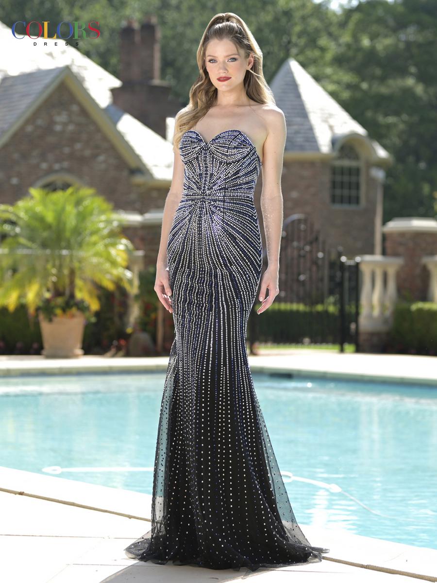 Colors Dress Heat Stone Strapless Fitted Prom Dress 3750 - Image 4