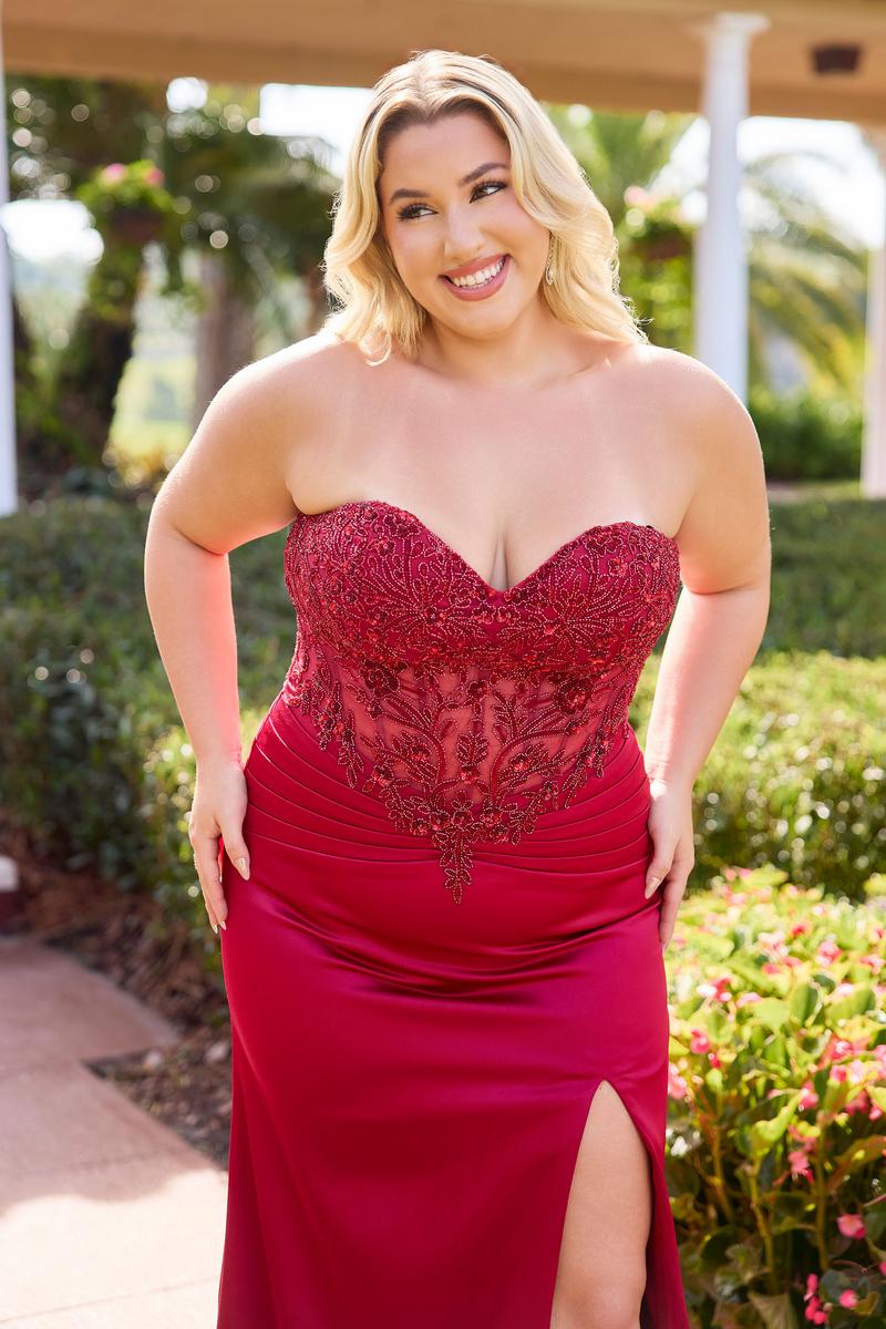 Curvy by Primavera Fitted Sweetheart Corset Prom Dress 14109 - Image 9