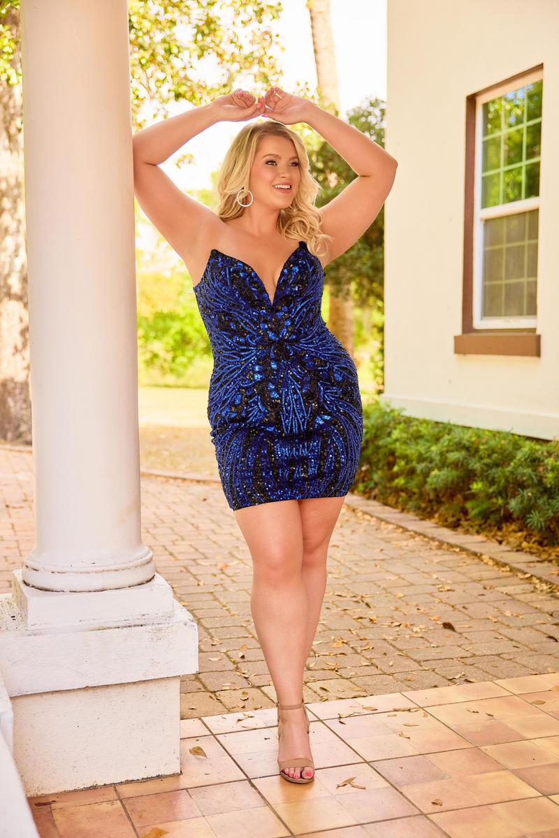 Curvy by Primavera Strapless Sequin HoCo Dress 14099 - Image 9