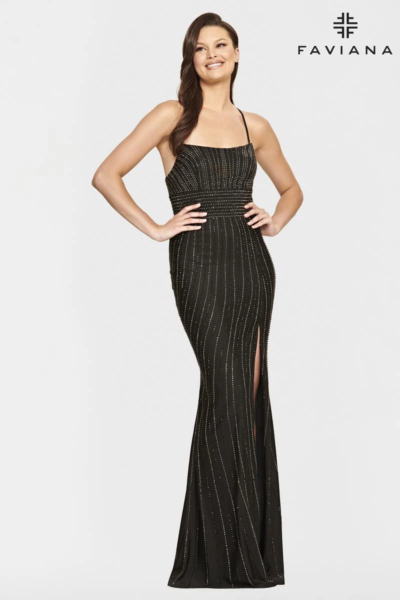 Faviana Long Scoop Neck Prom Dress S10806 - Image 8