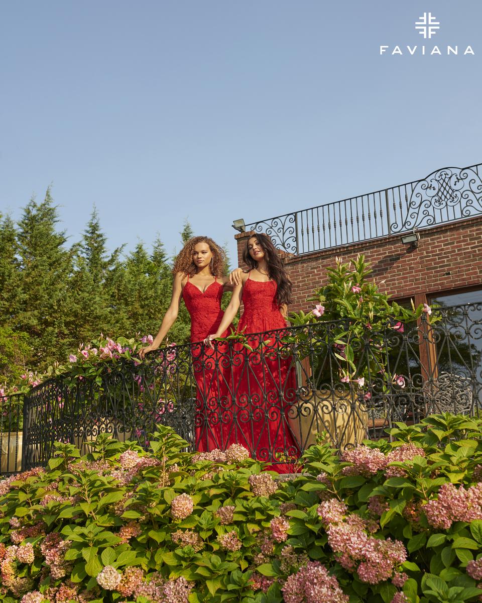 Faviana Long Lace A-Line Prom Dress S10823 - Image 8