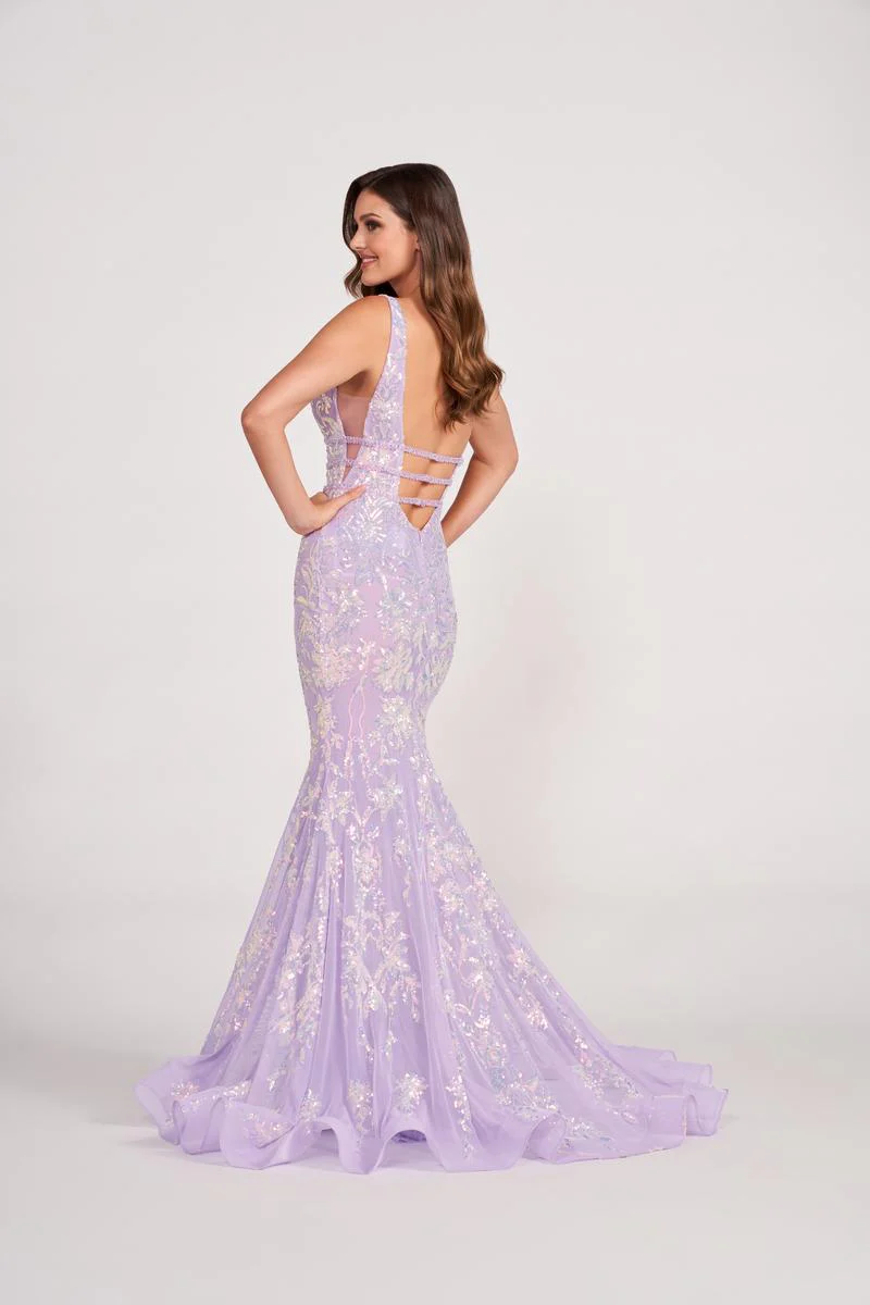 Ellie Wilde Long Plunging Sequin Prom Dress EW34041 - Image 3
