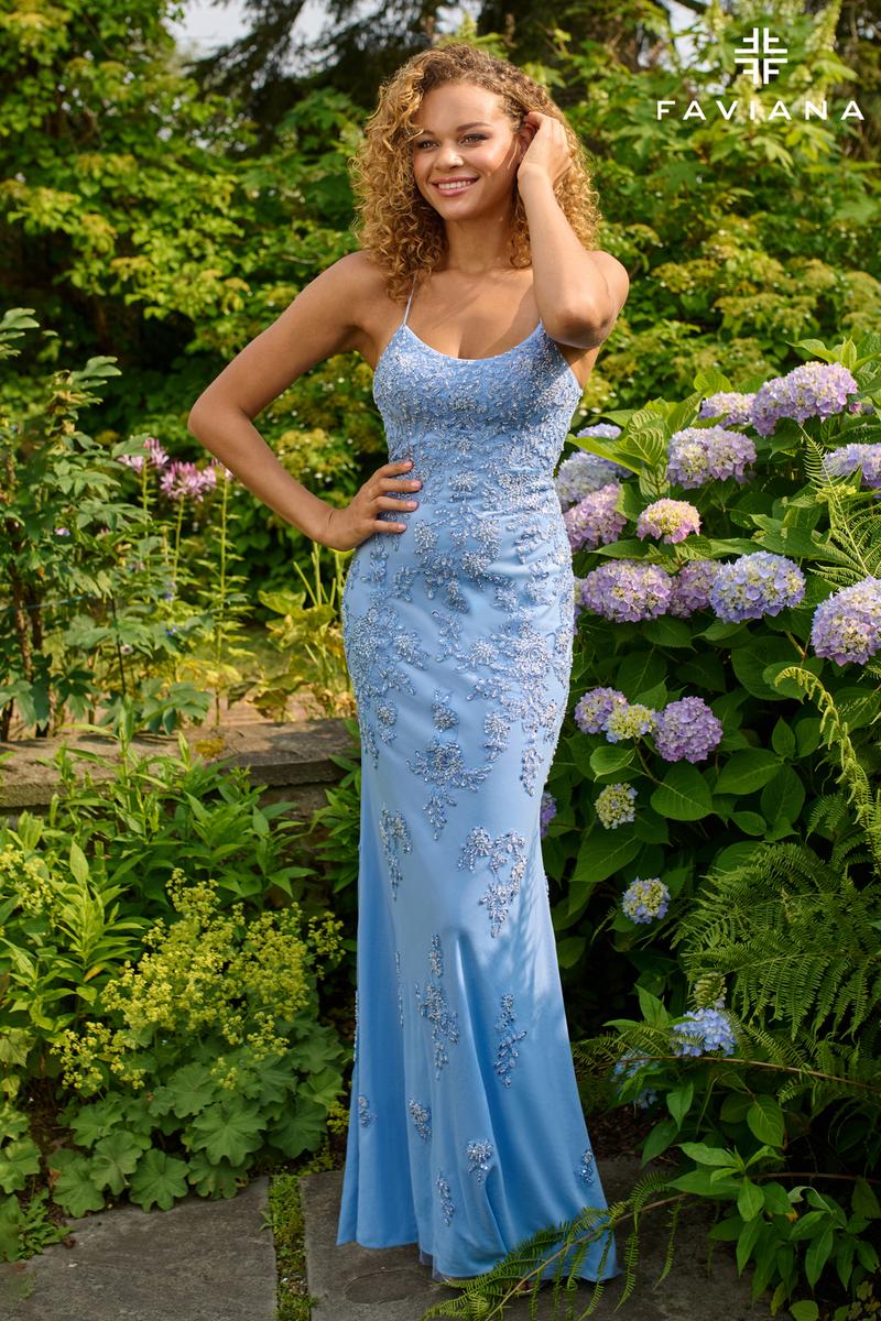 Faviana Beaded Lace Tight Prom Dress 11440 - Image 3