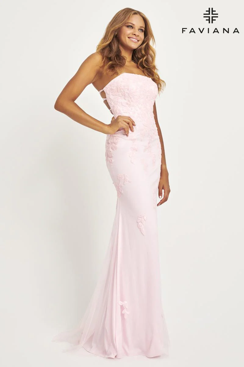 Faviana Strapless Lace Prom Dress 11004 - Image 4