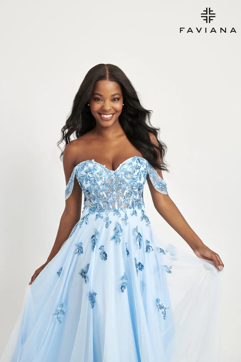 Faviana Off Shoulder A-Line Prom Dress 11059 - Image 4