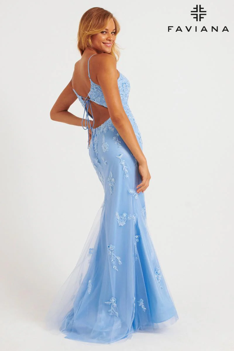 Faviana Open Back V-Neck Prom Dress 11229 - Image 2
