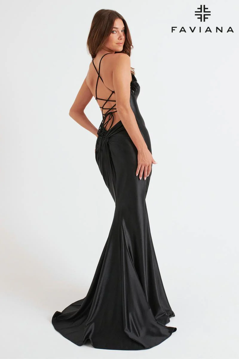 Faviana Tight Satin Lace-up Back Prom Dress 11249 - Image 2
