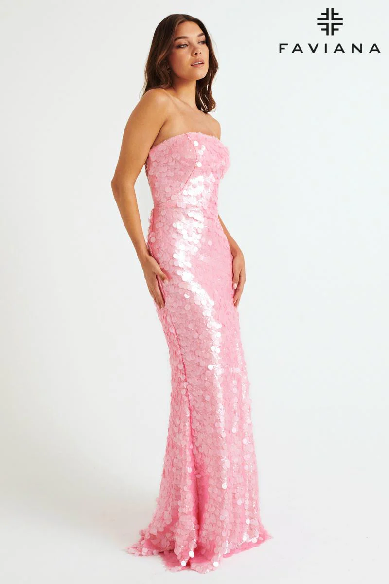 Faviana Paillette Strapless Sequin Prom Dress 11258 - Image 4