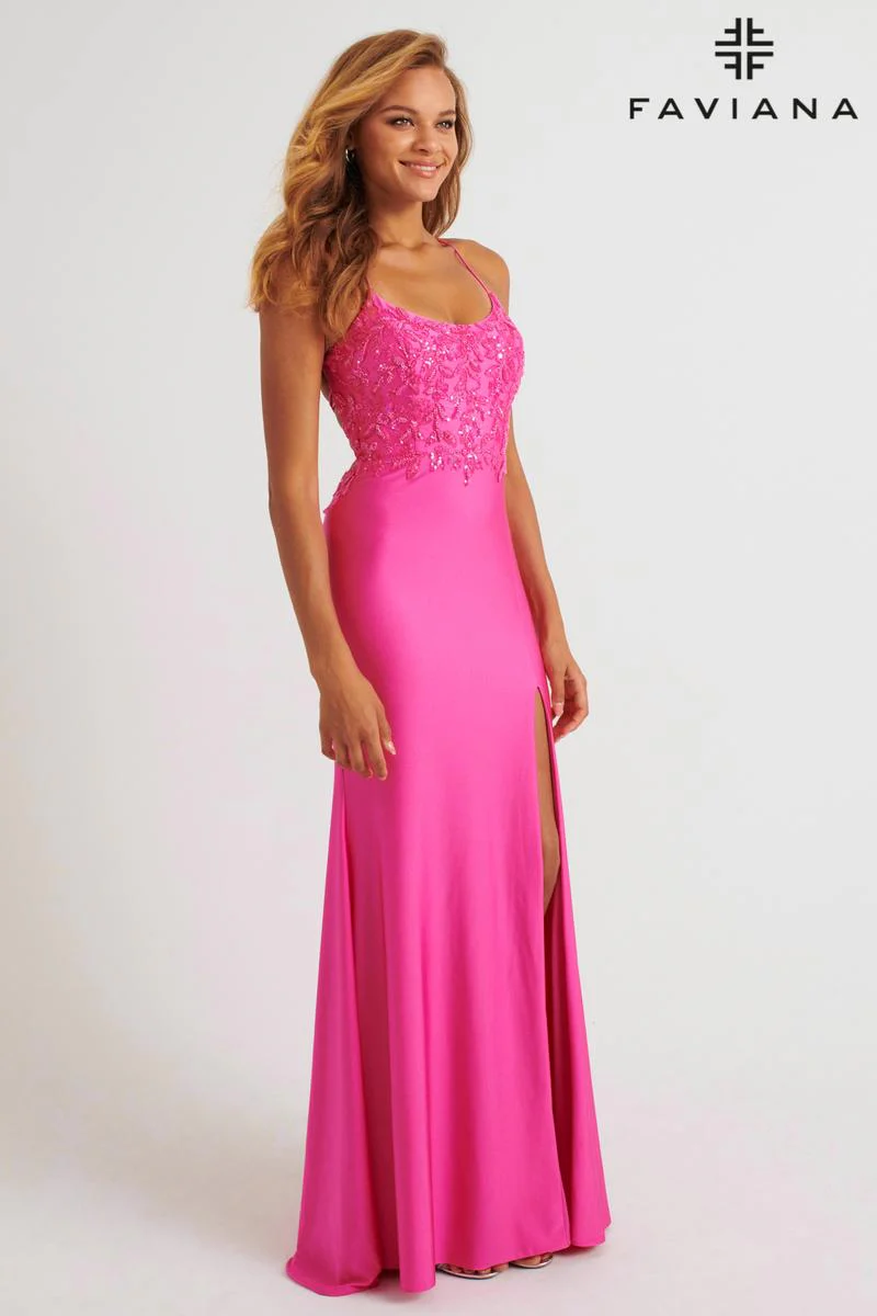 Faviana Scoop Neck Charmeuse Prom Dress 11264 - Image 6