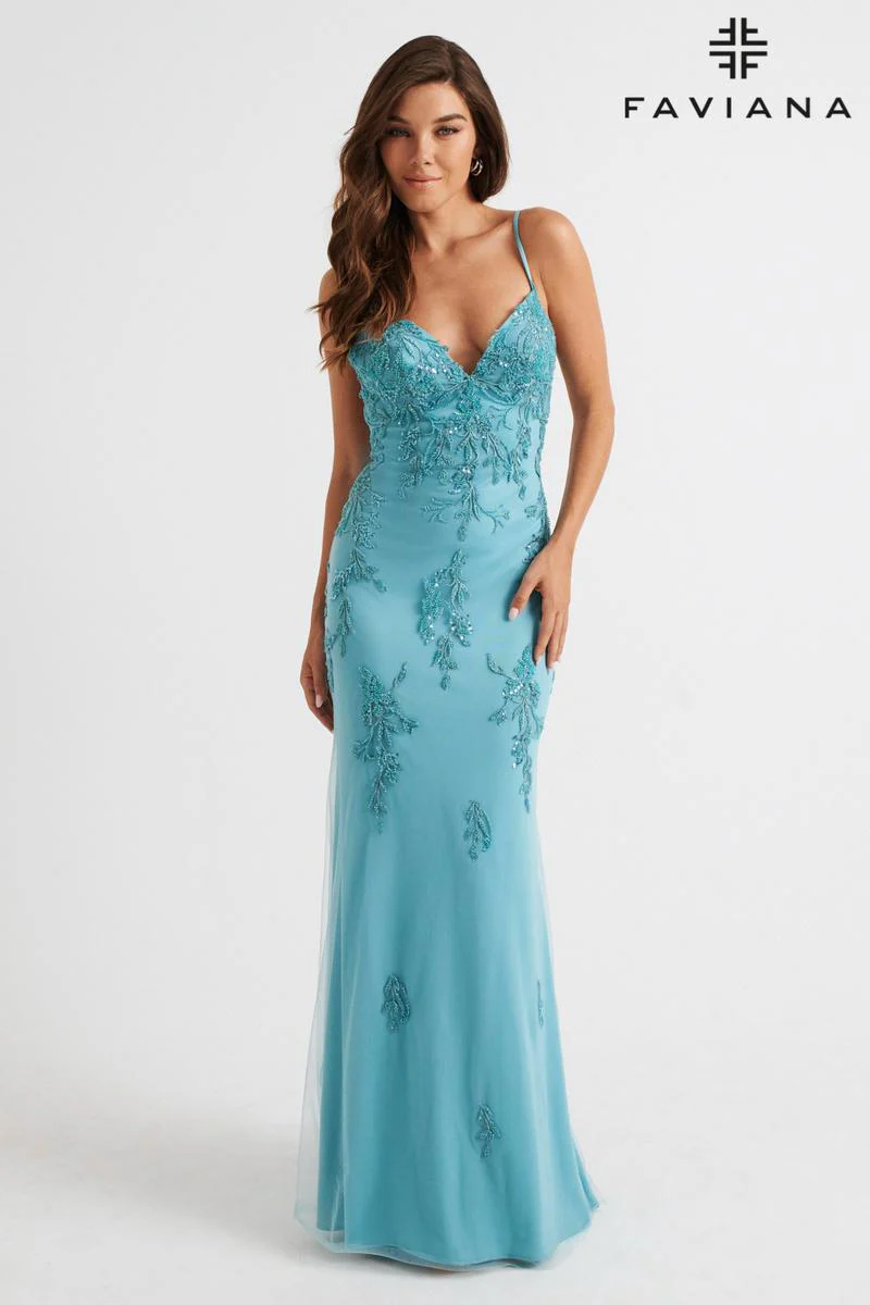 Faviana Long Lace Prom Dress S10633