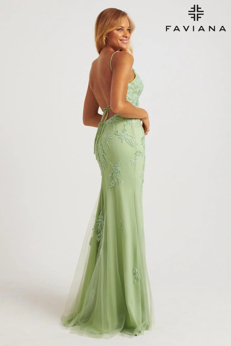Faviana Long Lace Prom Dress S10633 - Image 36