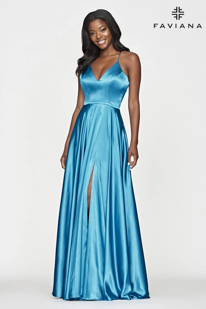 Faviana Long Satin A-Line Prom Dress S10209 - Image 11