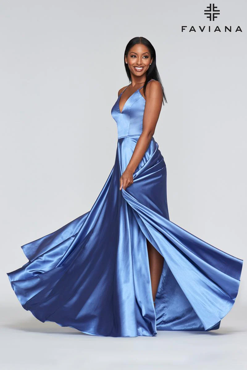 Faviana Long Satin A-Line Prom Dress S10209 - Image 12