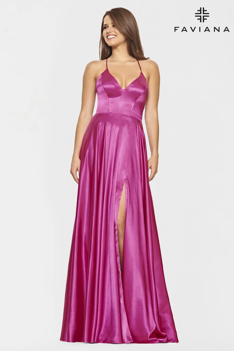 Faviana Long Satin A-Line Prom Dress S10209 - Image 4