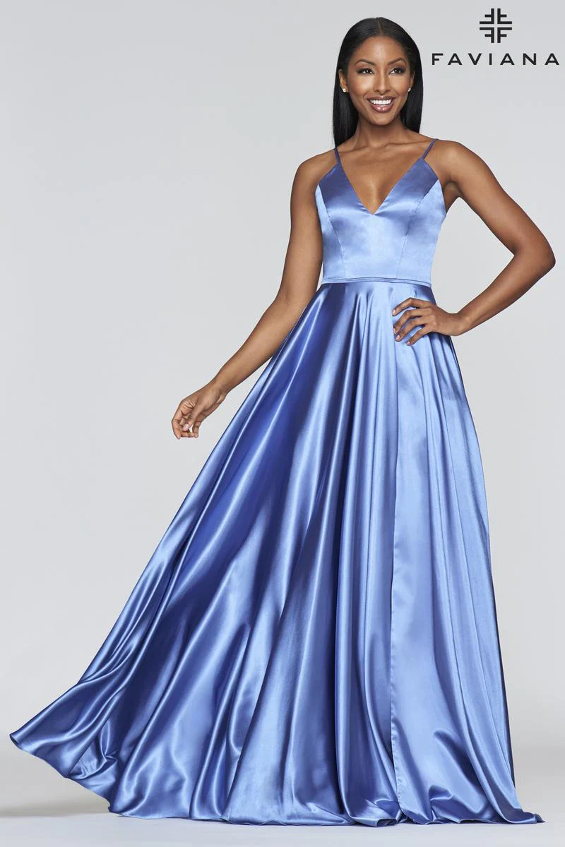 Faviana Long Satin A-Line Prom Dress S10209 - Image 9