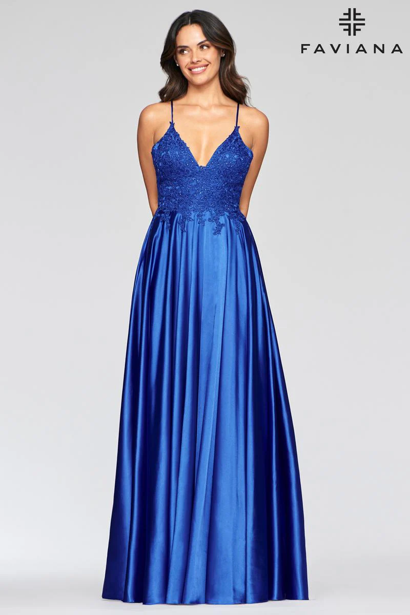 Faviana Glamour Satin A-Line Dress S10400 - Image 10