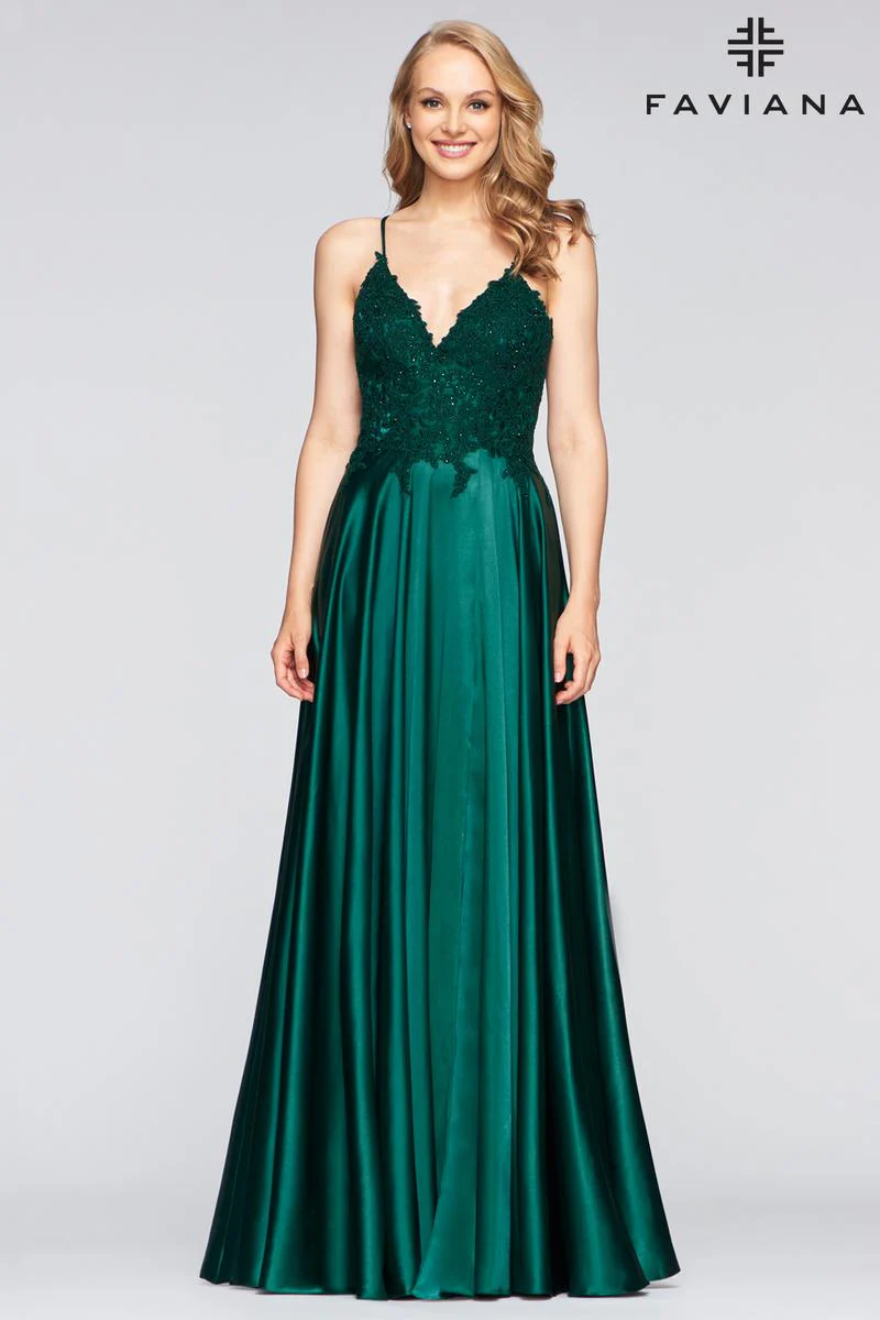 Faviana Glamour Satin A-Line Dress S10400 - Image 12