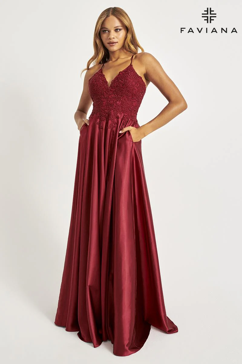 Faviana Glamour Satin A-Line Dress S10400 - Image 27