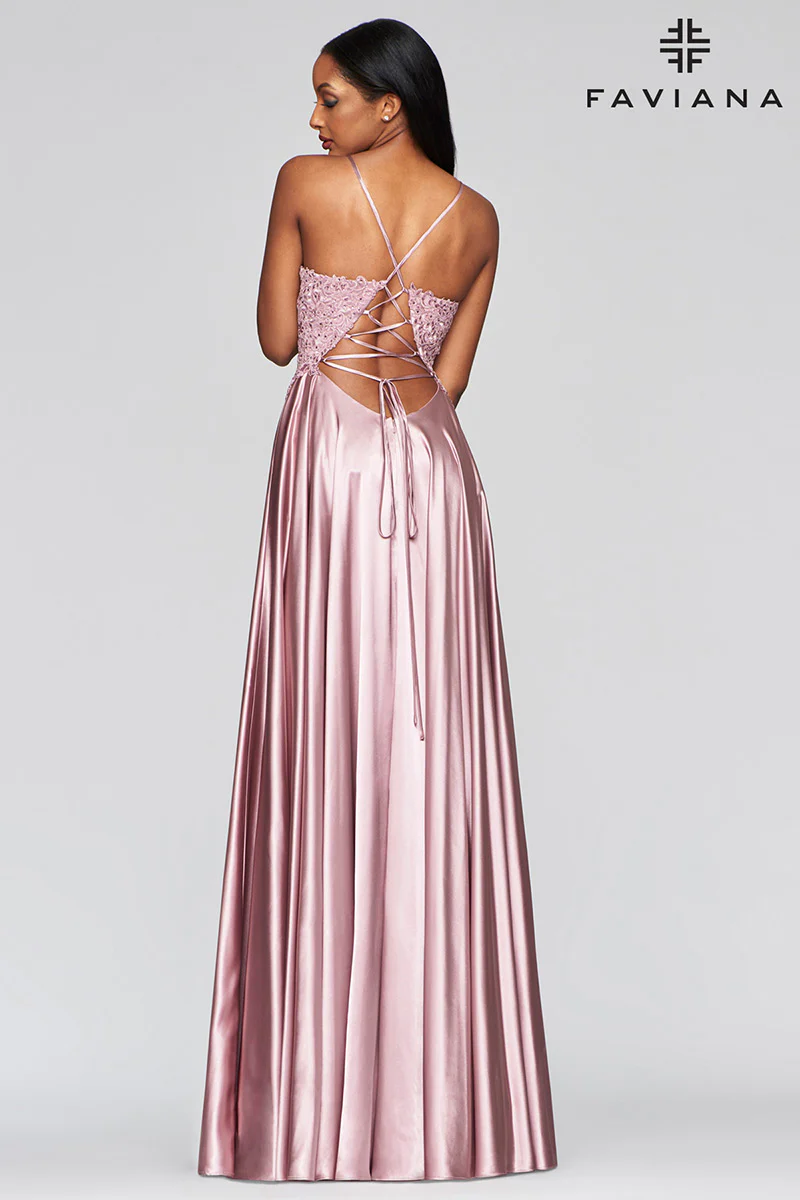Faviana Glamour Satin A-Line Dress S10400 - Image 6