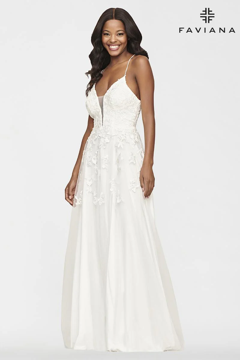 Faviana Glamour Lace A-line Prom Dress S10640 - Image 12