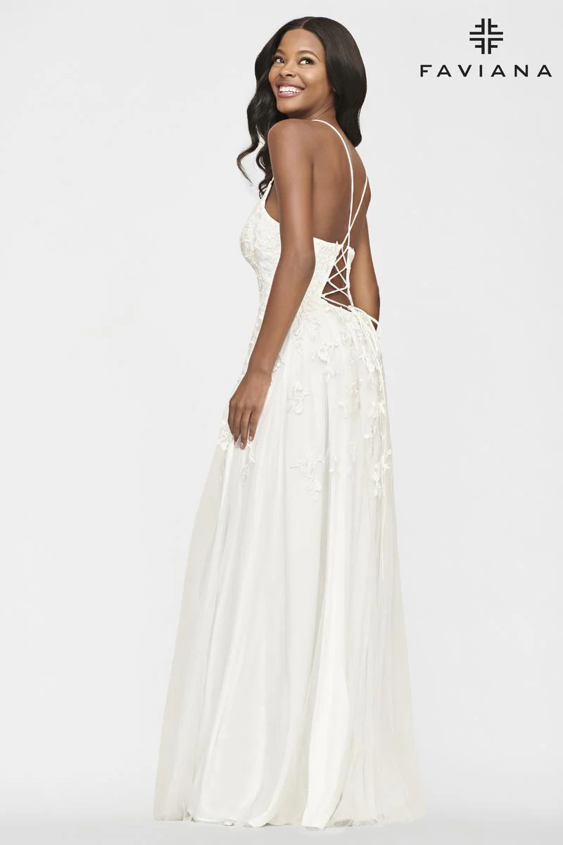 Faviana Glamour Lace A-line Prom Dress S10640 - Image 13