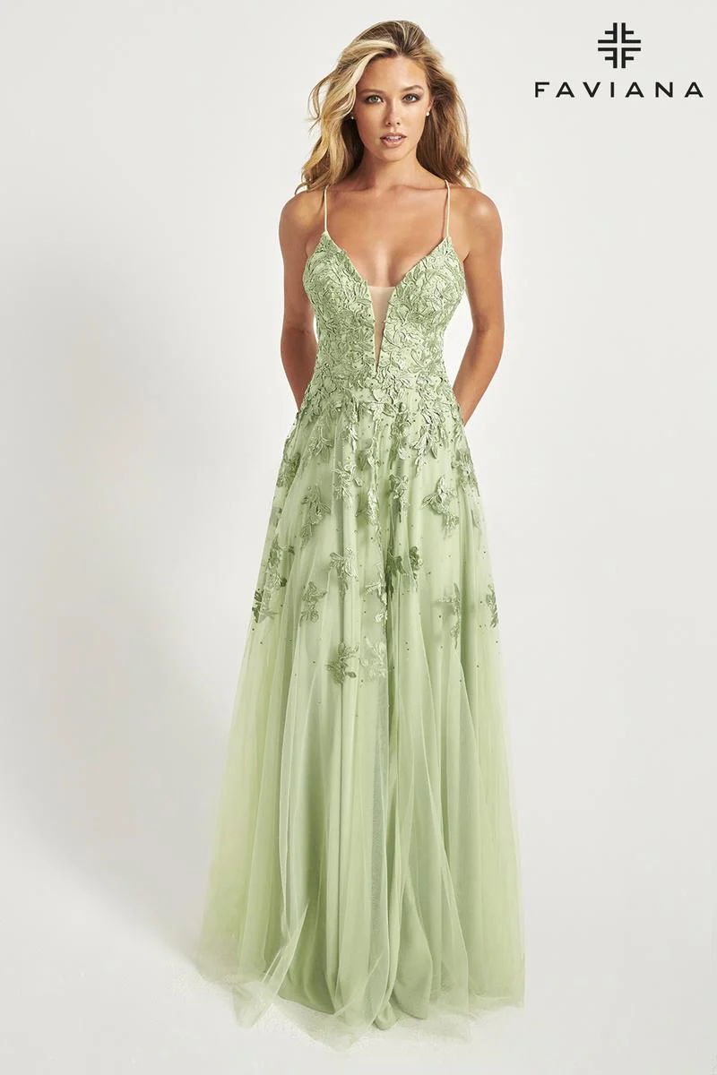 Faviana Glamour Lace A-line Prom Dress S10640 - Image 15