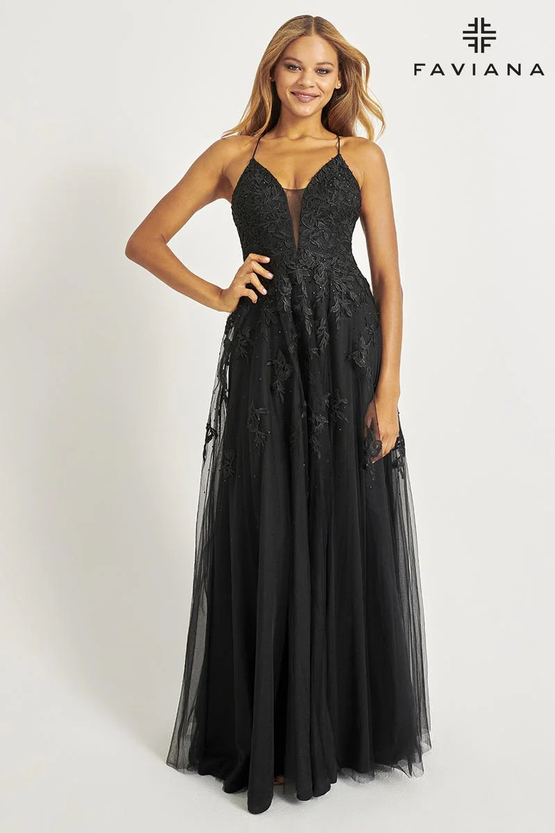 Faviana Glamour Lace A-line Prom Dress S10640 - Image 17