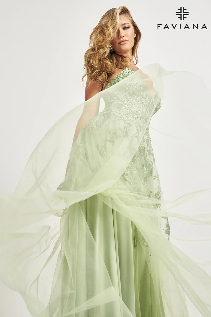 Faviana Glamour Lace A-line Prom Dress S10640 - Image 8