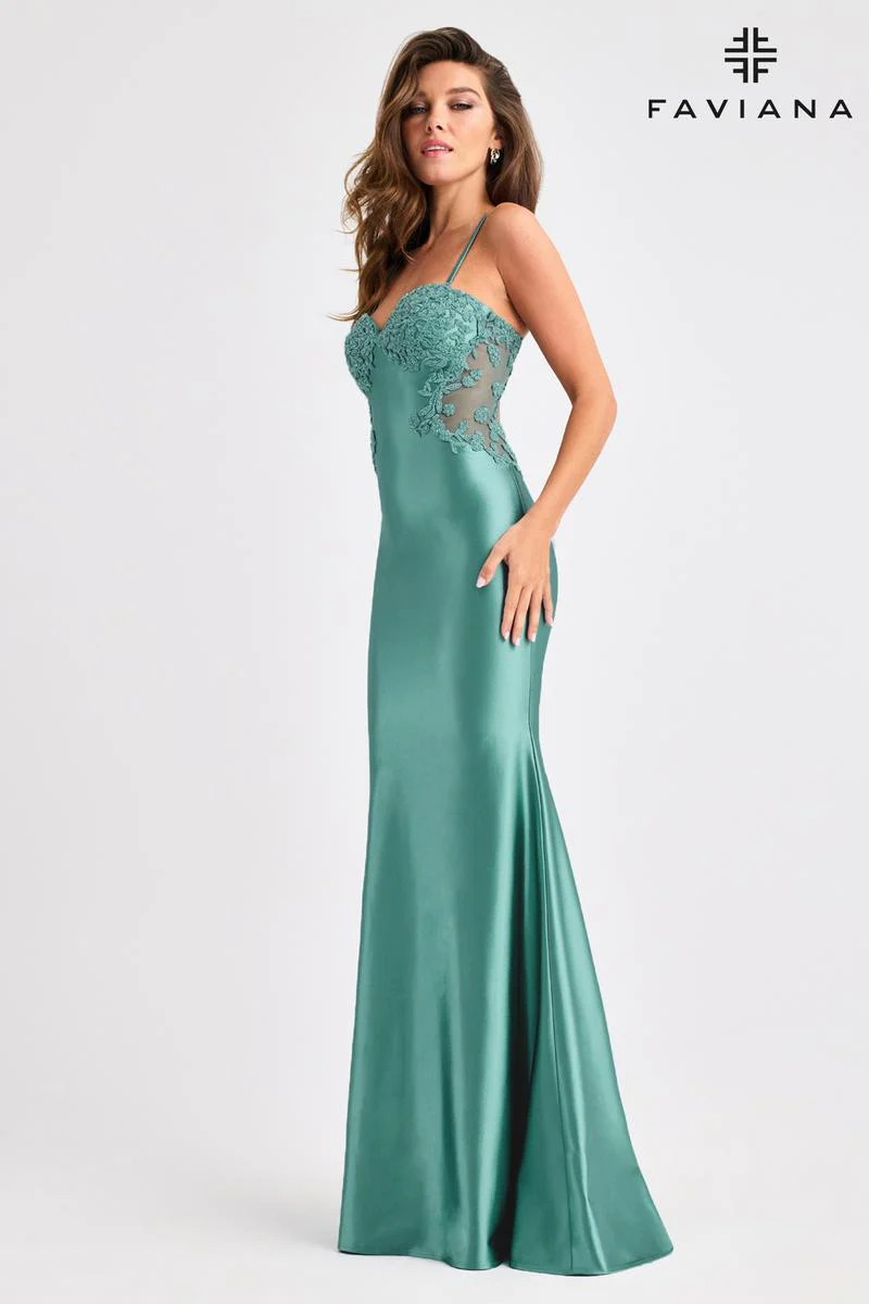 Faviana Illusion Side Lace Prom Dress 11403 - Image 6