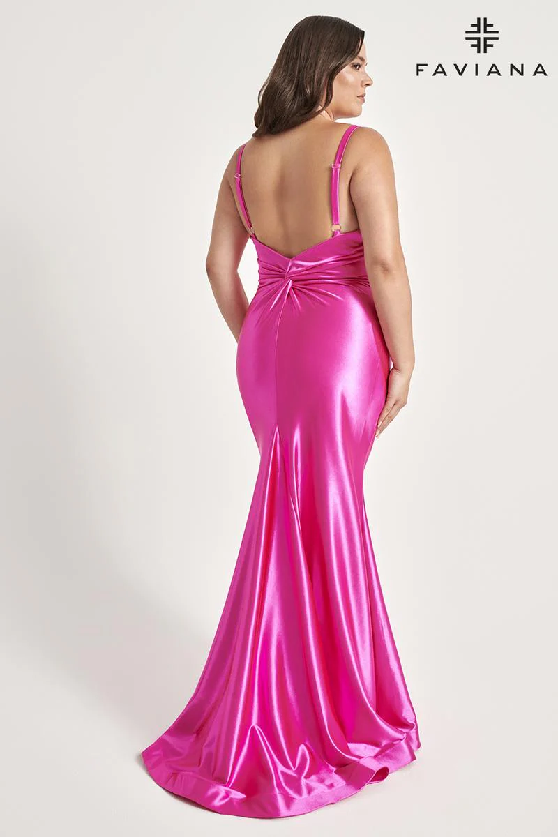 Faviana V-Neck Long Plus Size Prom Dress 9549 - Image 2