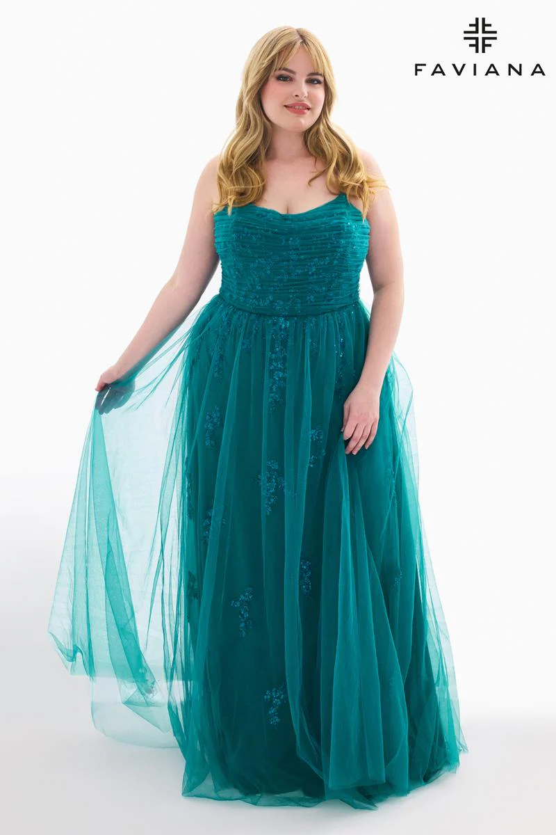 Faviana A-Line Plus Size Prom Dress 9598