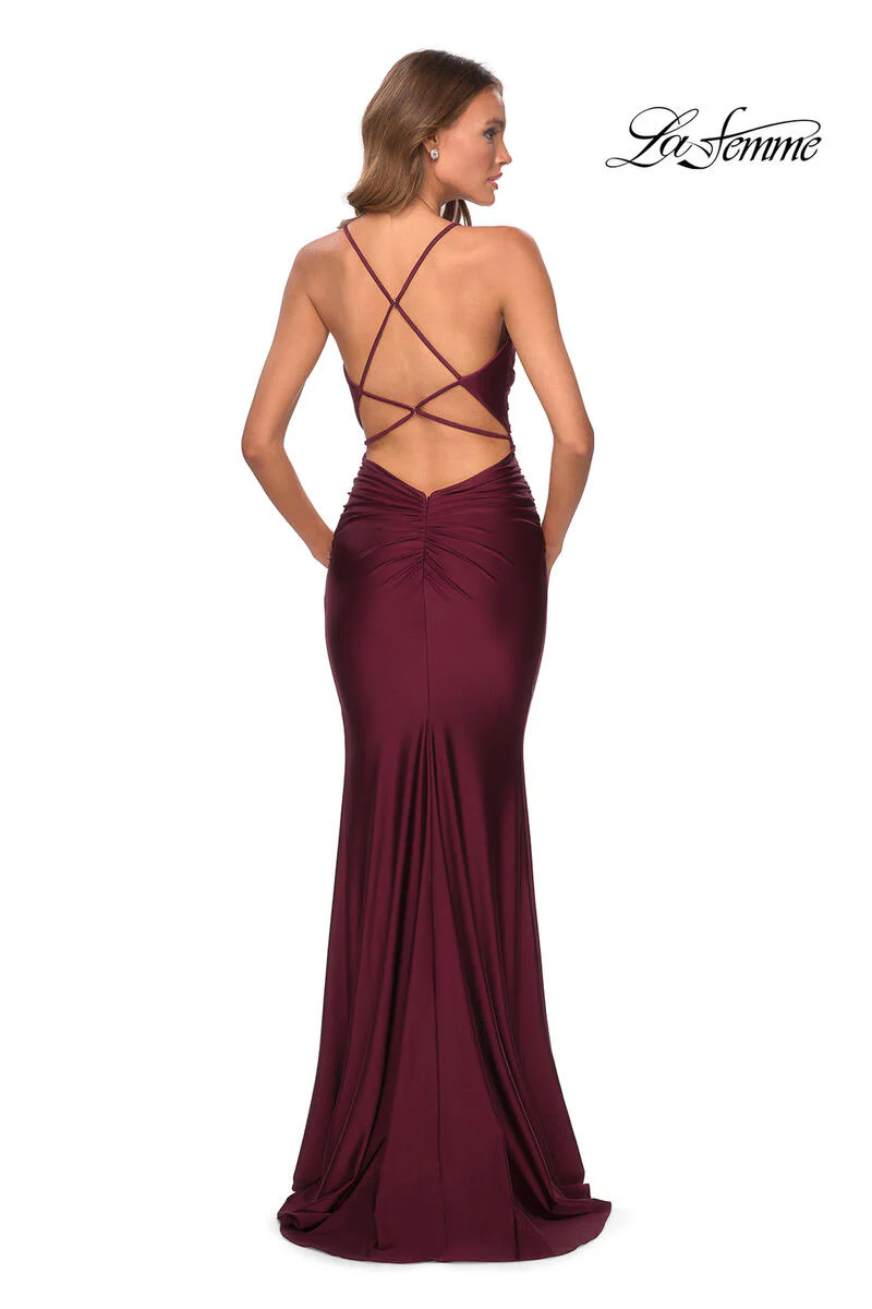 La Femme Long Tight Lace-up Dress 27501 - Image 17