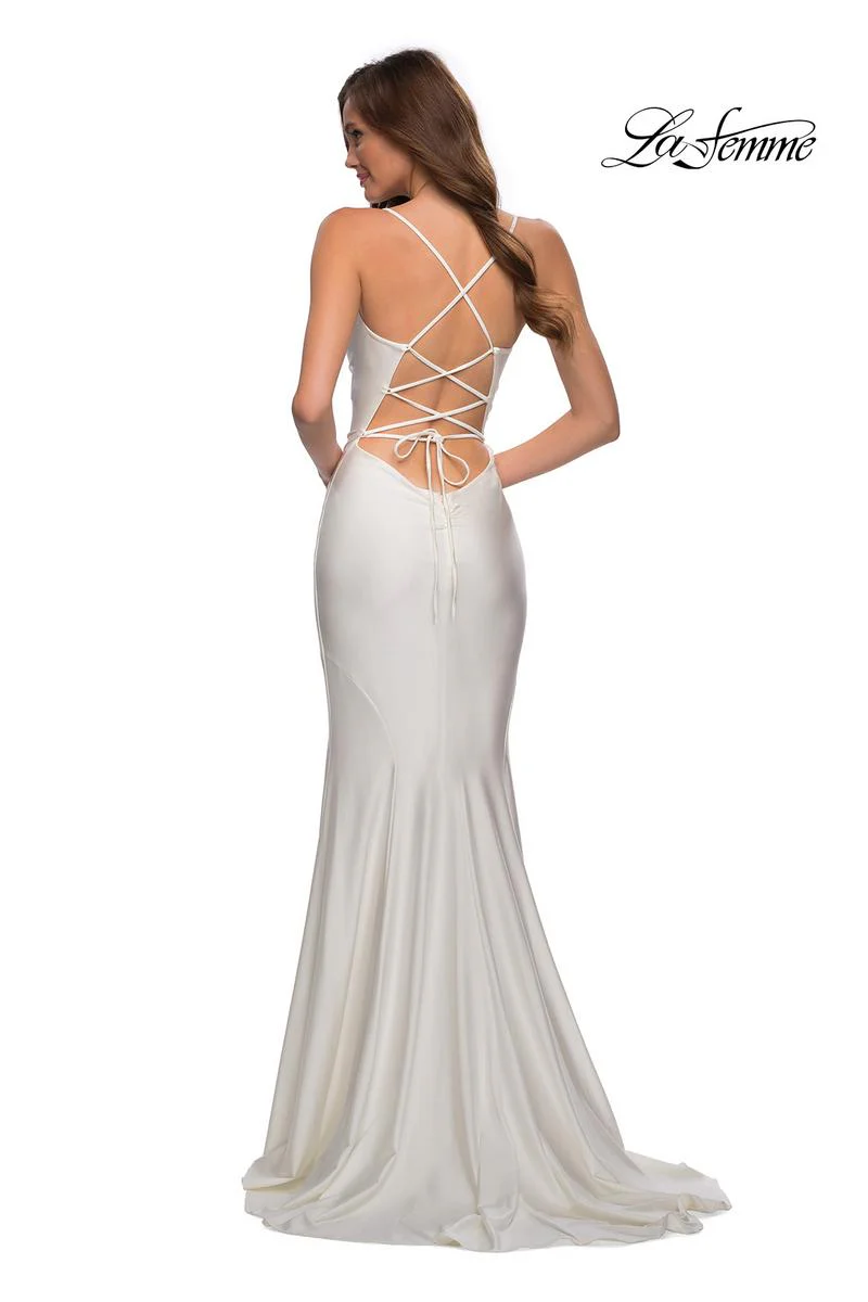 La Femme Long Satin Prom Dress 28518 - Image 5