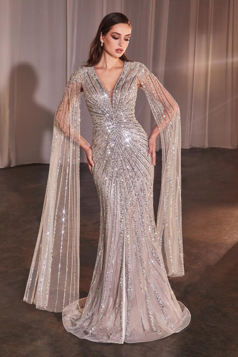 Ladivine by Cinderella Divine Long Sleeve Beaded Evening Dress CD0239 - Image 12