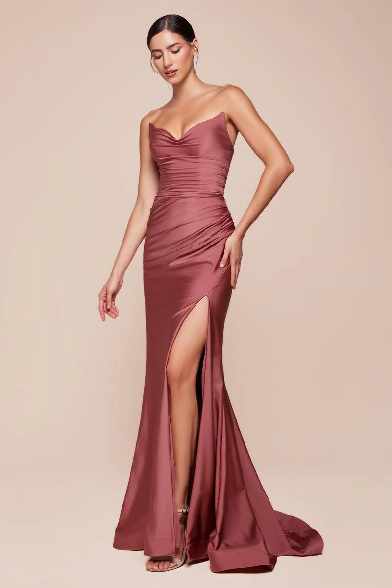 Ladivine Strapless Fitted Long Dress CD791 - Image 7