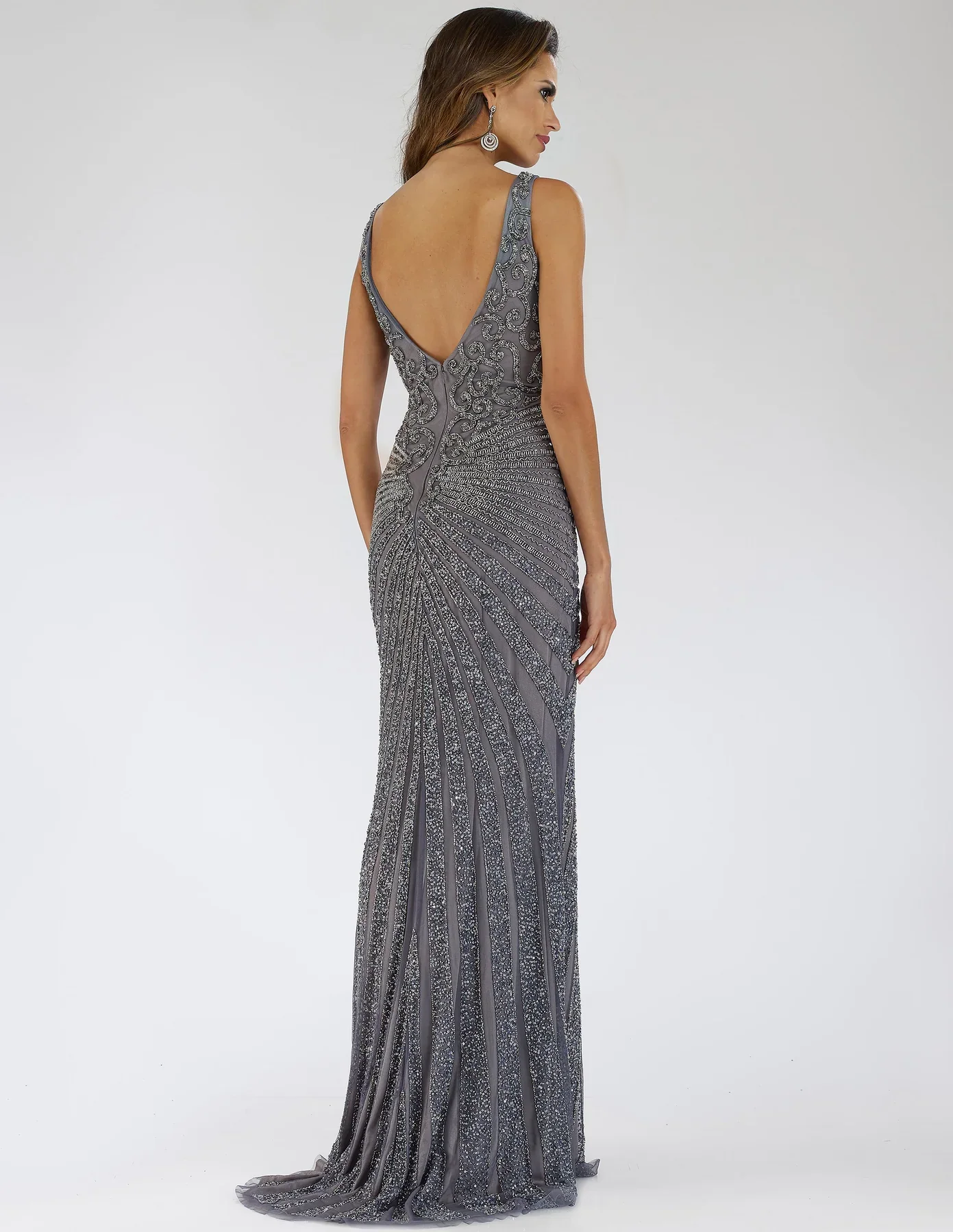 Lara Beaded Evening Gown with Slit 29528 - Image 3