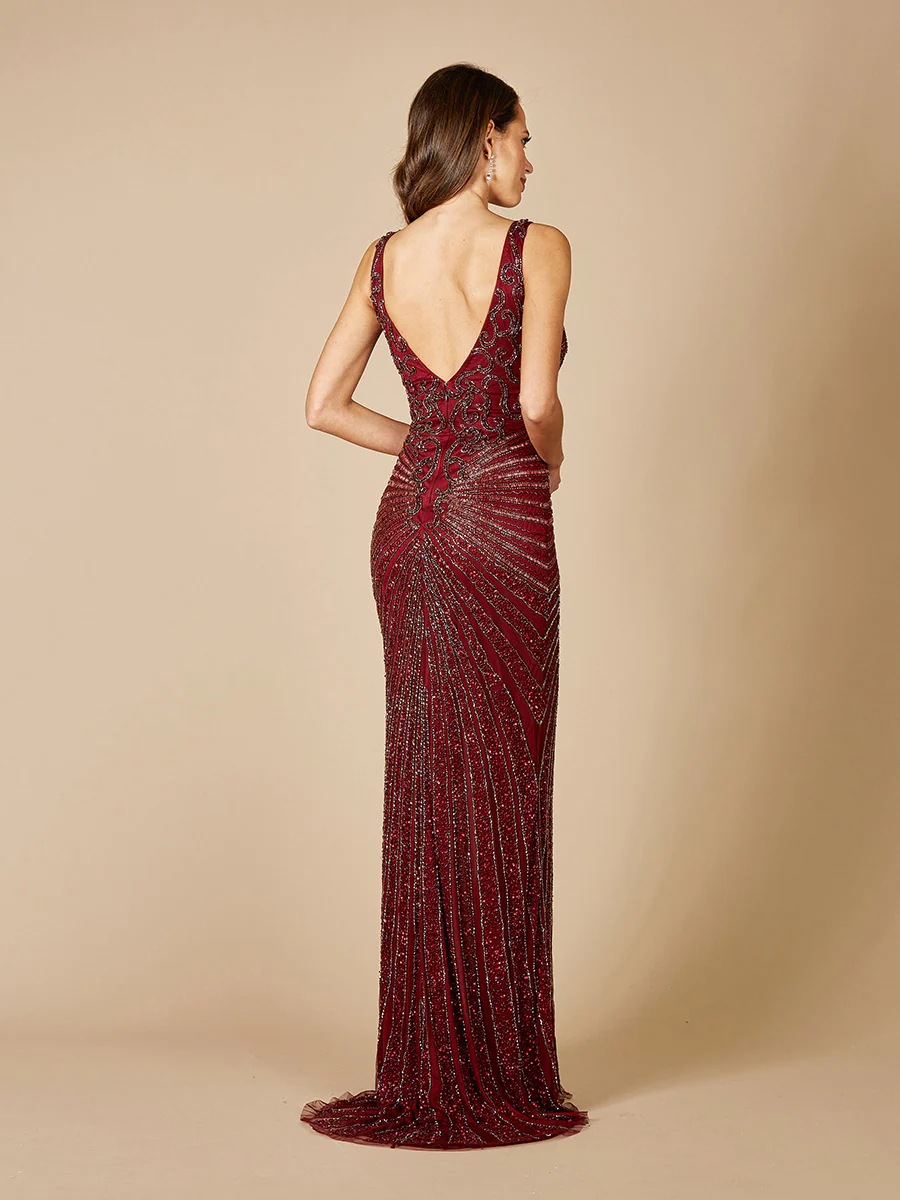 Lara Beaded Evening Gown with Slit 29528 - Image 5