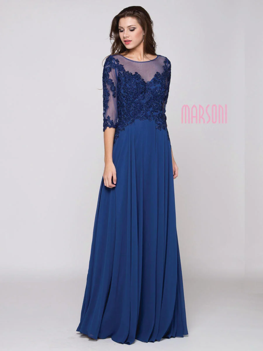 Marsoni by Colors Dress Illusion Neckline Dress M157 - Image 15