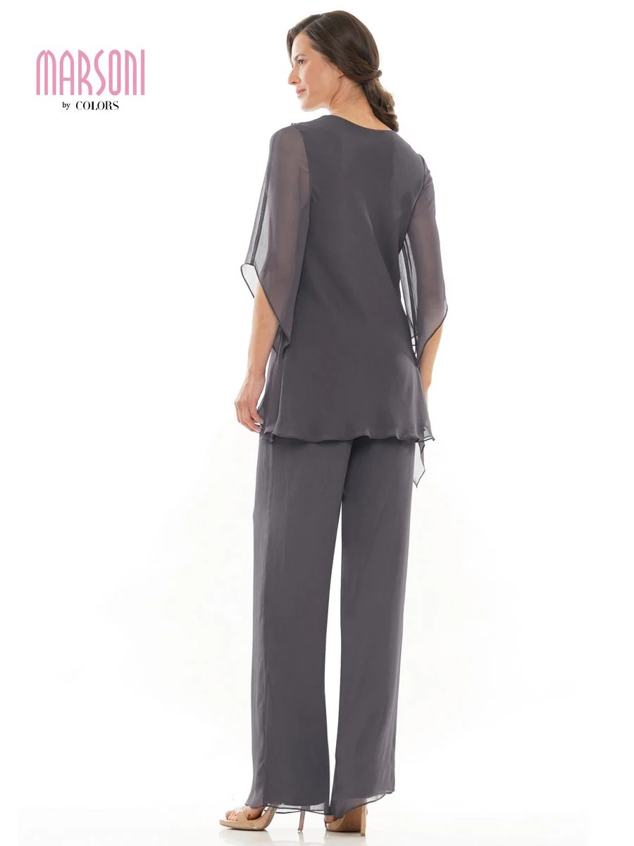 Marsoni by Colors Dress Ruffle Chiffon Pantsuit M308 - Image 2