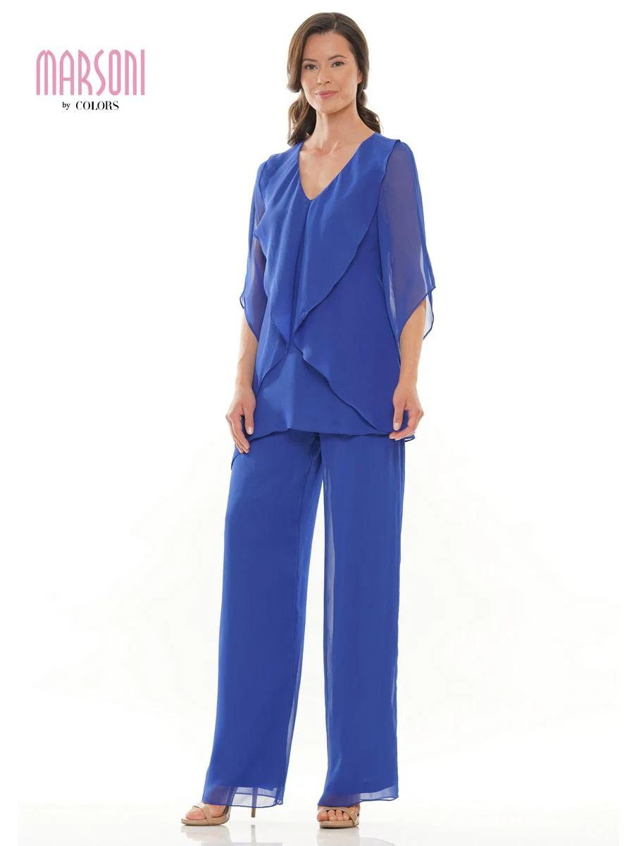 Marsoni by Colors Dress Ruffle Chiffon Pantsuit M308 - Image 5