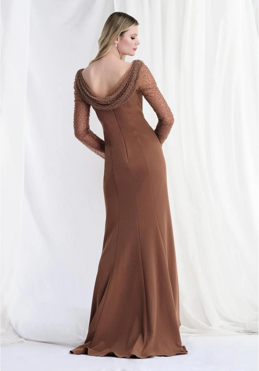 MLNY Cowl Neck Long Sleeve Evening Dress 73156 - Image 2