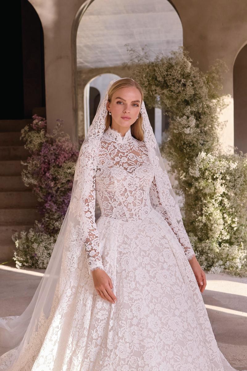 Morilee "Delia" High Neck Long-Sleeve Lace Ballgown - Image 4