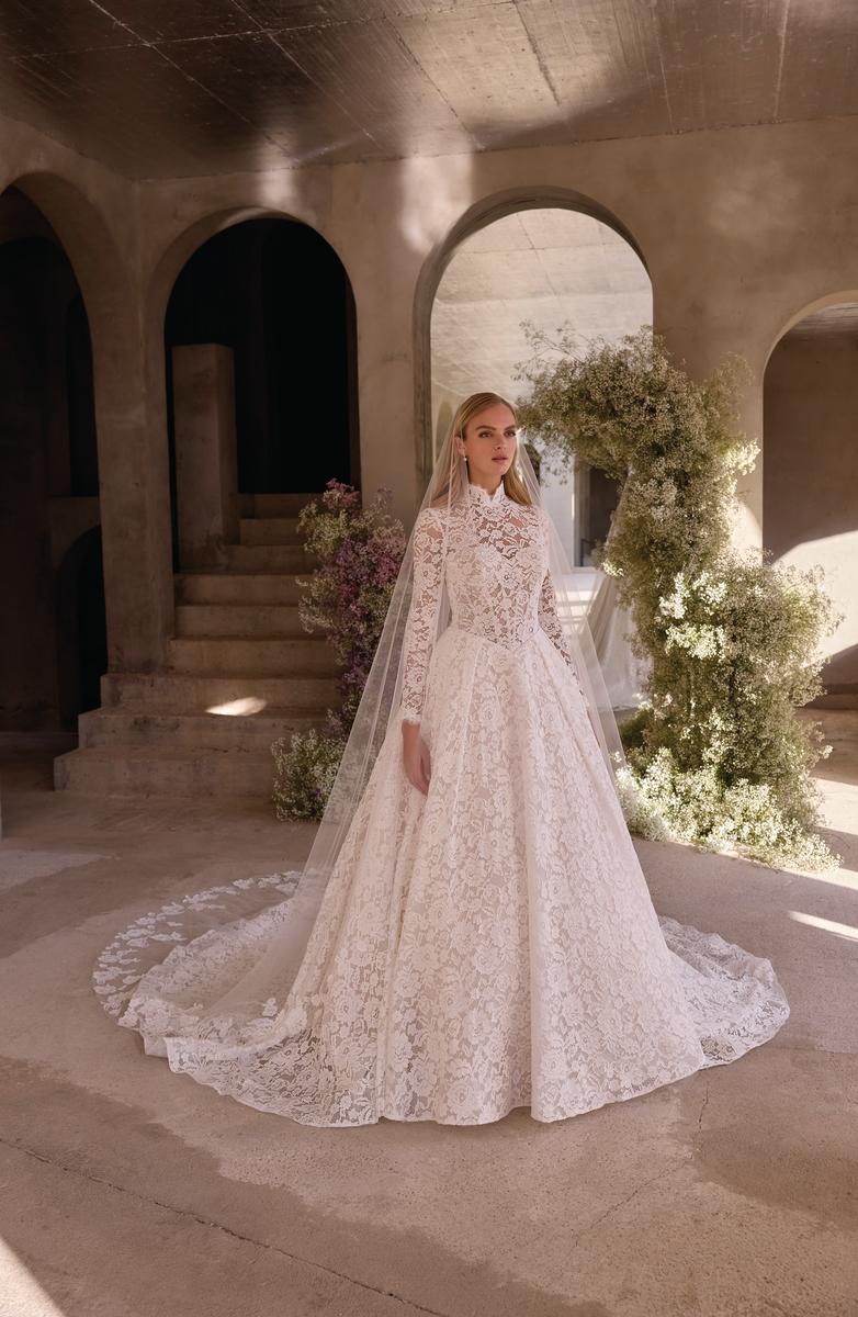Morilee "Delia" High Neck Long-Sleeve Lace Ballgown - Image 6