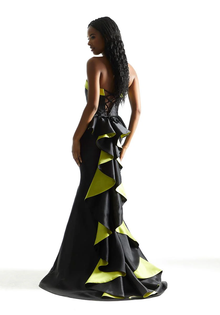 Morilee Color Block Strapless Ruffle Prom Dress 49025 - Image 2